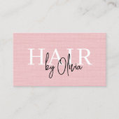 Visite Carte de coiffeur à code QR en lin rose avec typog (Devant)