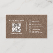 Visite Carte de coiffeur avec code QR en cuir (Dos)