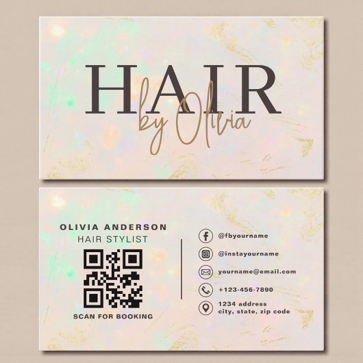 Visite Carte de coiffeur moderne Opal QR Code