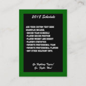 Visite Carte de collection du football, taille verte de (Dos)