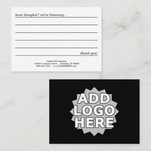 Visite carte de commentaire (Devant / Derrière)