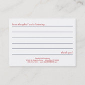 Visite carte de commentaire client statue de liberté (Dos)