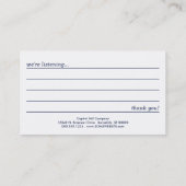 Visite carte de commentaire de la fenêtre d'hiver (Dos)