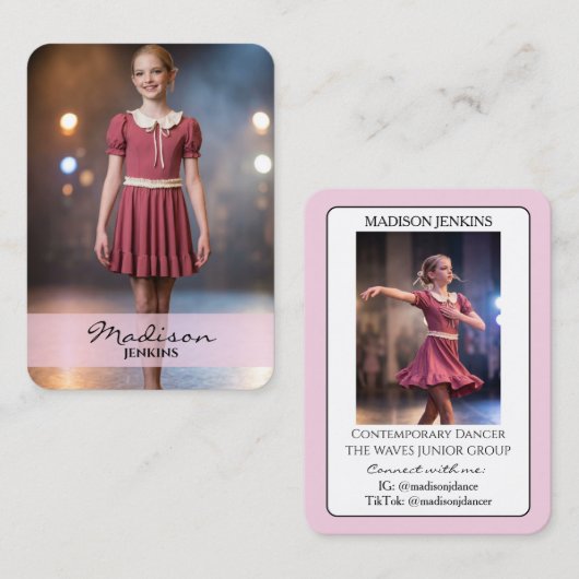 Visite Carte de commerce d'autographe de danse junior ros (Devant / Derrière)