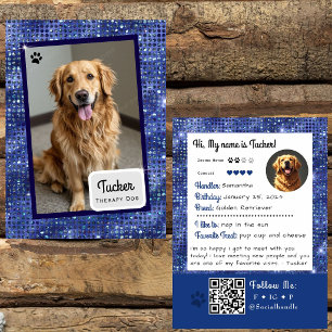Visite Carte de commerce de chien de thérapie Blue Sparkl