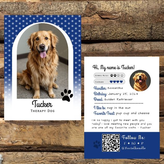 Visite Carte de commerce de chien de thérapie Code QR ble