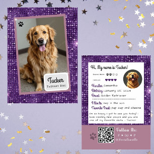 Visite Carte de commerce de chien de thérapie Purple Spar