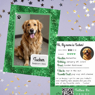 Visite Carte de commerce de chien de thérapie Vert Sparkl