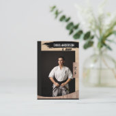 Visite Carte de commerce Rustic Karate Black Belt Wood (Debout devant)