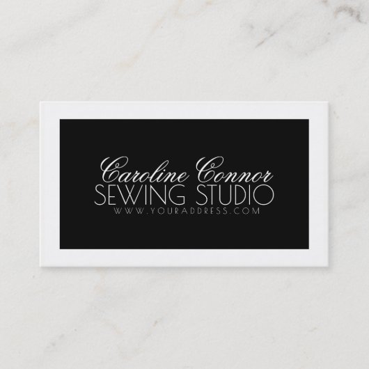 Visite Carte de conception en noir et blanc de Sewing Stu (Devant)
