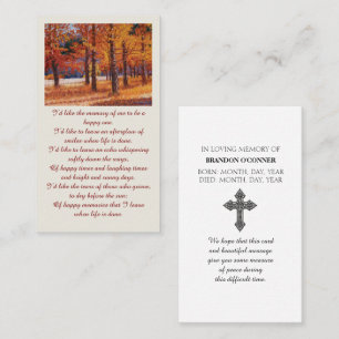 Visite Carte de condoléances Célébration de la vie Automn