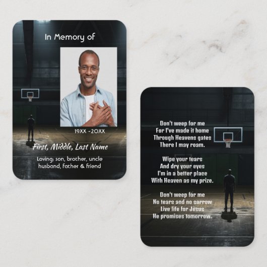 Visite Carte de condoléances chrétienne de poche - Jeu de (Devant / Derrière)