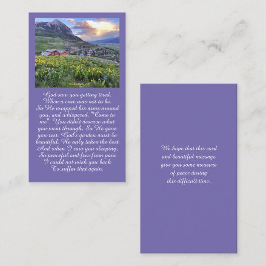 Visite Carte de condoléances de méditation de célébration (Devant / Derrière)