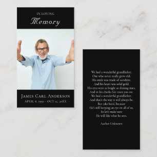 Visite Carte de condoléances funéraire simple avec photo