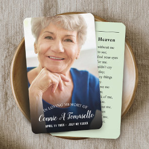 Visite Carte de condoléances personnalisée avec photo pou