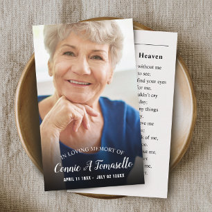 Visite Carte de condoléances personnalisée avec photo pou