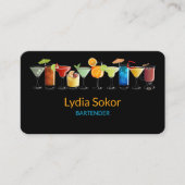 Visite Carte de contact Black QR Bartender moderne (Devant)