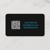Visite Carte de contact Black QR Bartender moderne (Dos)