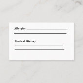 Visite Carte de contact d'urgence (Dos)