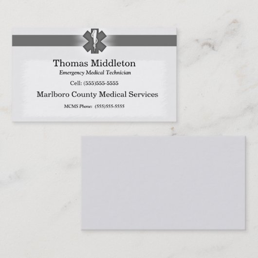 Visite Carte de contact EMS/EMT gris (Devant / Derrière)