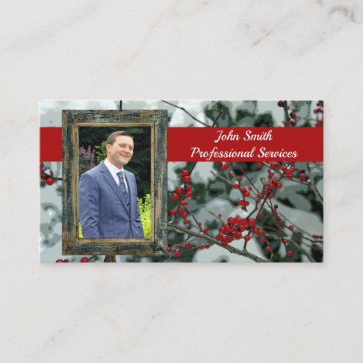 Visite Carte de contact saison Red Winter Berries (Devant)