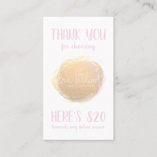 Visite Carte de coupon d'affaires photographique (Devant)