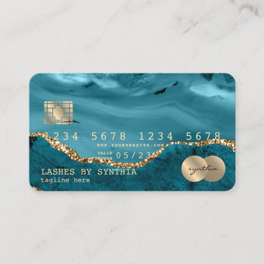 Visite Carte de crédit Agate Turquoise Styled ajouter le (Devant)
