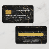 Visite Carte de crédit | Arrière - plan en marbre noir (Devant / Derrière)