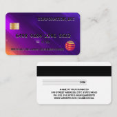 Visite Carte de crédit | Arrière - plan numérique violet  (Devant / Derrière)