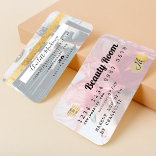 Visite Carte de crédit beauté monogramme or blanc photo