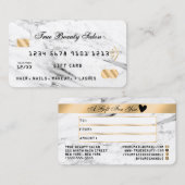 Visite Carte de crédit cadeau moderne en marbre noir or (Devant / Derrière)