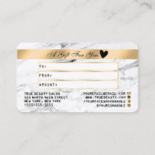 Visite Carte de crédit cadeau moderne en marbre noir or (Dos)