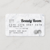 Visite Carte de crédit cheveux beauté marbre chic monogra (Devant)