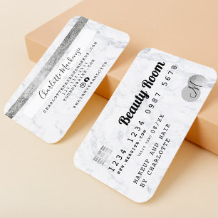 Visite Carte de crédit cheveux beauté marbre chic monogra