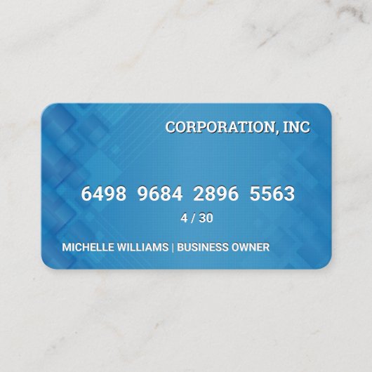 Visite Carte de crédit | Couches géométriques bleues (Devant)