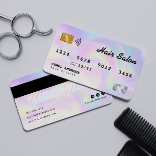 Visite Carte de crédit de salon de coiffure holographique