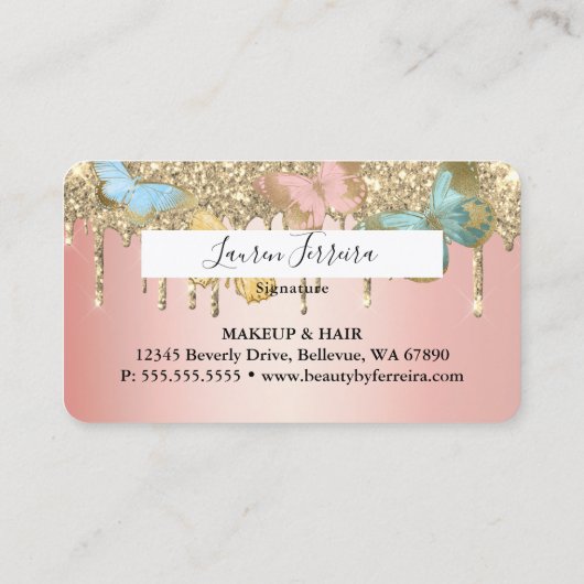 Visite Carte de crédit Faux Chic Faux Fille Papillon part (Dos)