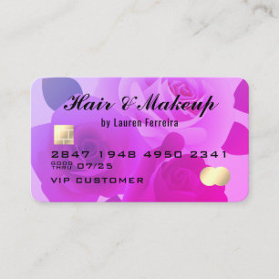 Visite Carte de crédit Floral Fuchsia violet élégant