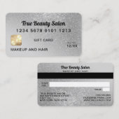 Visite Carte de crédit Gris Parties scintillant argent Ce (Devant / Derrière)