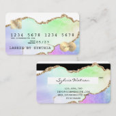 Visite Carte de crédit Holograph Pastel rainbow agate uni (Devant / Derrière)