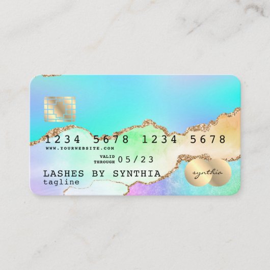 Visite Carte de crédit Holograph Pastel rainbow agate uni (Devant)