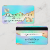 Visite Carte de crédit Holograph Pastel rainbow agate uni (Devant / Derrière)