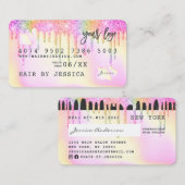 Visite Carte de crédit holographique arc-en-ciel gouttes  (Devant / Derrière)