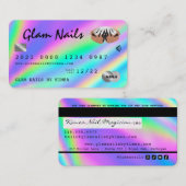 Visite Carte de crédit Holographique Nail Technicien (Devant / Derrière)