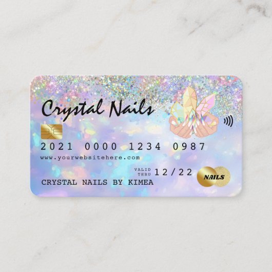 Visite Carte de crédit Holographique Opal Crystal Nail Te (Devant)