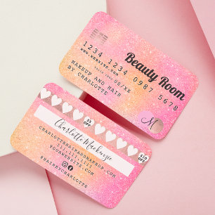 Visite Carte de crédit jaune rose parties scintillant dég
