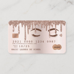 Visite Carte de crédit Lash Parties scintillant rose vif