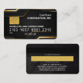 Visite Carte de crédit | Lignes noires dorées (Devant / Derrière)
