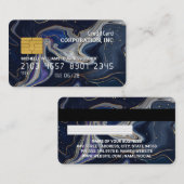 Visite Carte de crédit | Marbre bleu violet or (Devant / Derrière)