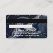 Visite Carte de crédit | Marbre bleu violet or (Dos)